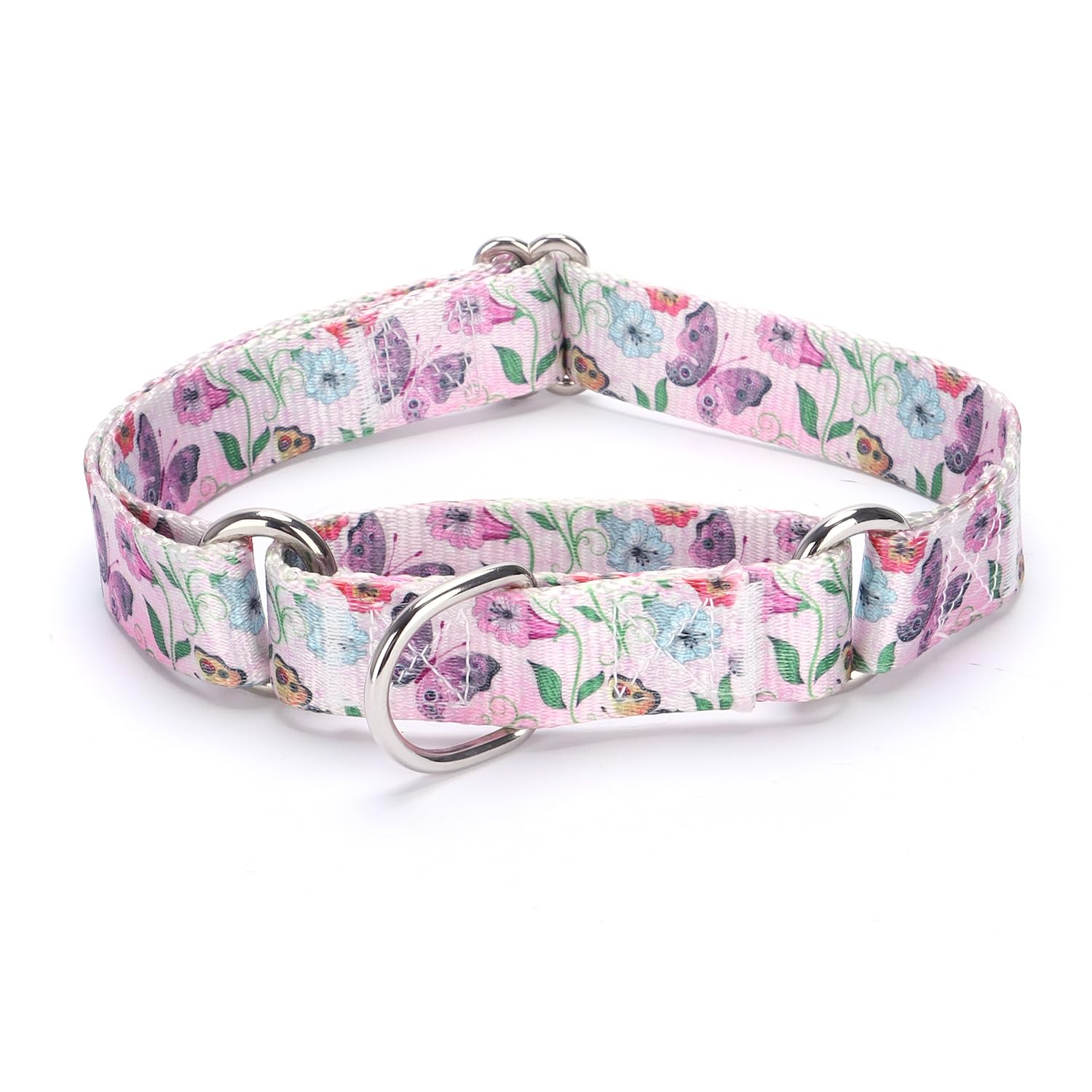 haoyueer Heavy Duty Nylon Adjustable Martingale Dog Collar for Walking Training Boy and Girl Dogs (XL:53-62CM, Hornflower) — image 1