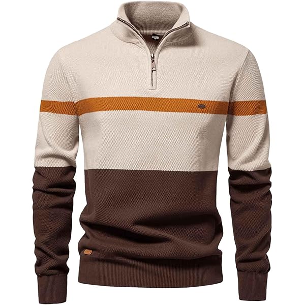 AIOPESON Mens Quarter Zip Pullover Sweater Turtleneck Mock Neck