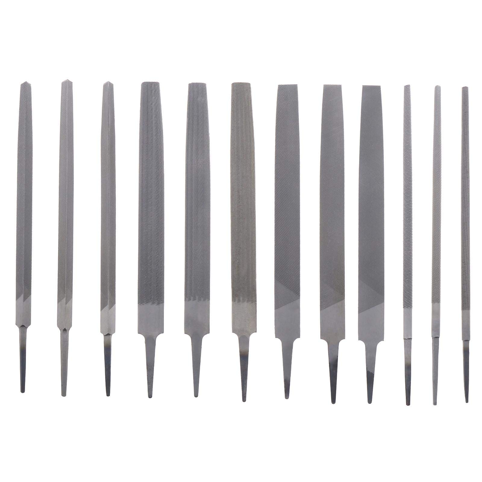 Create idea 12Pcs Engineers Files 8Inch Assorted Kit, Bastard 2nd Cut Smooth Round Half Round Triangular Flat File