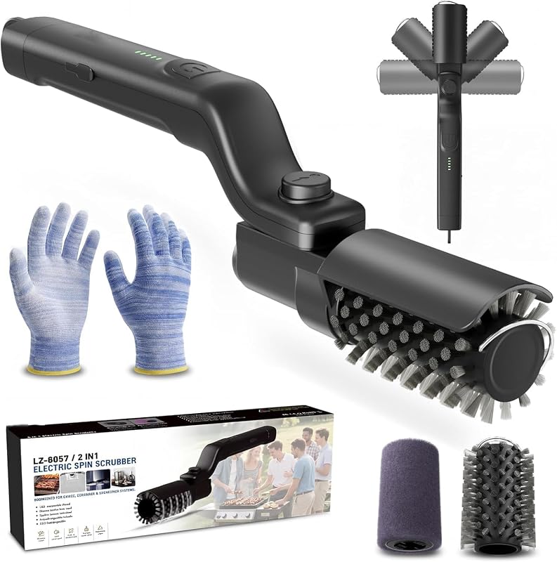 Brosse à grill électrique, brosse à grill à couple élevé avec modes 3 vitesses, nettoyeur de barbecue à couple maximum de 20kg pour acier inoxydable en fonte de porcelaine, poiles en acier renforcé, T