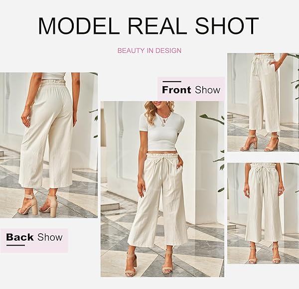 DOKOTOO COMFY CASUAL LOOSE STRETCH DRAWSTRING TIE ELASTIC WAIST SOLID JOGGING JOGGER WORK OFFICE WIDE LEG PANTS SWEATPANTS FOR WOMEN WITH POCKETS KHAKI MEDIUM