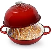 6QT Bread Dutch Oven Pot with Lid, Enameled Cast Iron Dutch Oven for Sourdough Bread Baking, Roasting, Stewing and Soup, Non-Stick Enamel Cookware for Oven/Stovetop, Perfect for Homemade Bread, Red