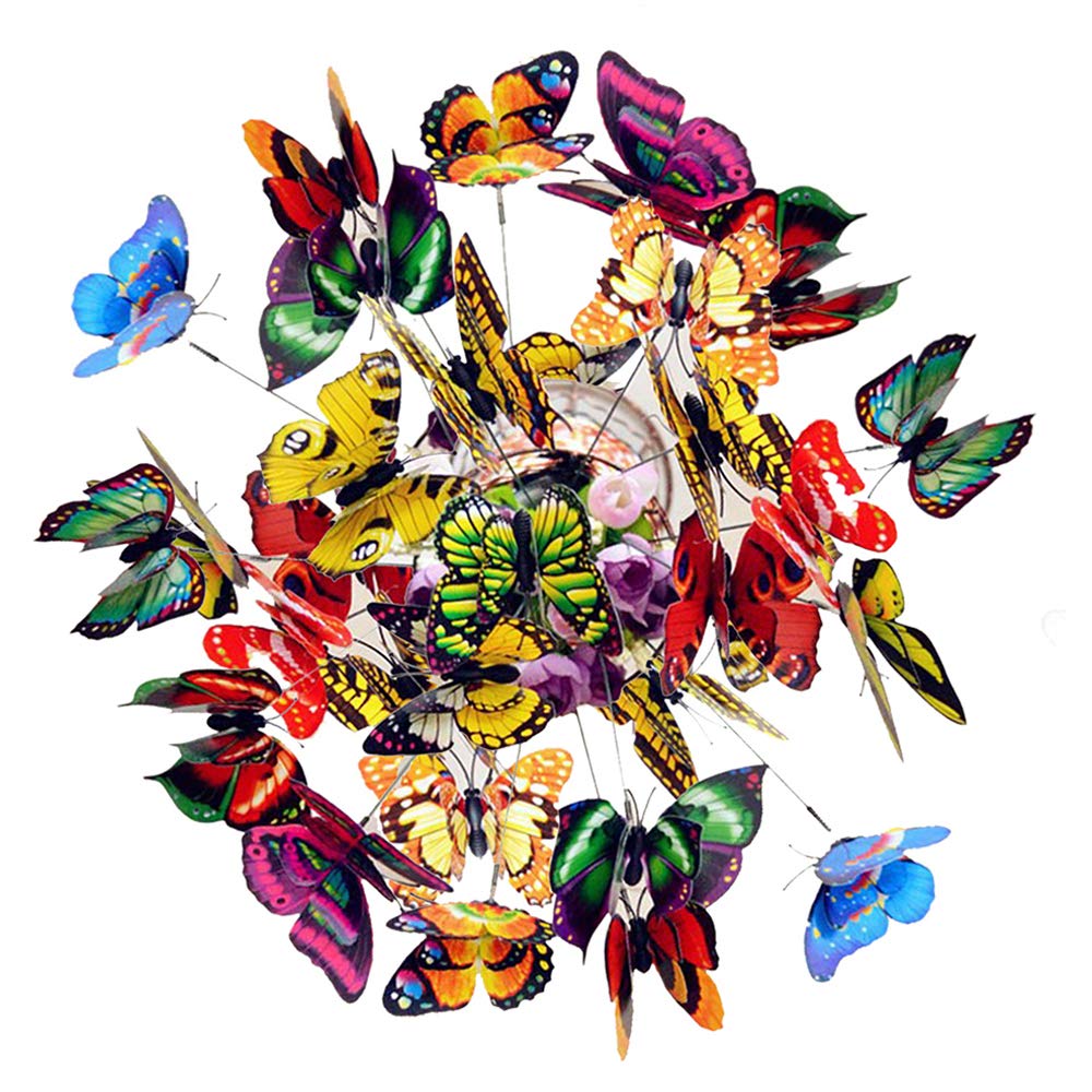 harupink 50 Pcs Garden Butterflies Dragonflies, Colorful Waterproof Butterfly Decorations, Garden Ornaments Sticks for Plant Decoration, Outdoor Yard, Garden Decor, Patio Party Decorations