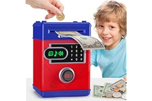 PUPIDIU Piggy Bank for Kids, Touchscreen Money Bank Toys for 4 5 6 7 8 9 10 11 12 13 Year Old Boys Gift Ideas, Electronic Money Saving Box for Girls, Birthday Gifts for Boys ATM Machine for Kids