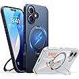 TORRAS 360° Spin Magnetic Stand for iPhone 16 Case 6.1 inch, Compatible with Magsafe, 12FT Military Grade Protection, Shockproof Slim Case for iPhone 16 Phone Case with Kickstand & Ring Holder, Black