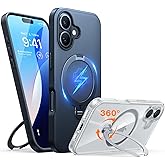 TORRAS 360° Spin Magnetic Stand for iPhone 16 Case 6.1 inch, Compatible with Magsafe, 12FT Military Grade Protection, Shockproof Slim Case for iPhone 16 Phone Case with Kickstand & Ring Holder, Black