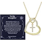 Alissl Heart Cross Necklace for Little Girls Daughters Granddaughters Nieces, Valentines Thanksgiving Baptism gifts for Kids Teens Toddler