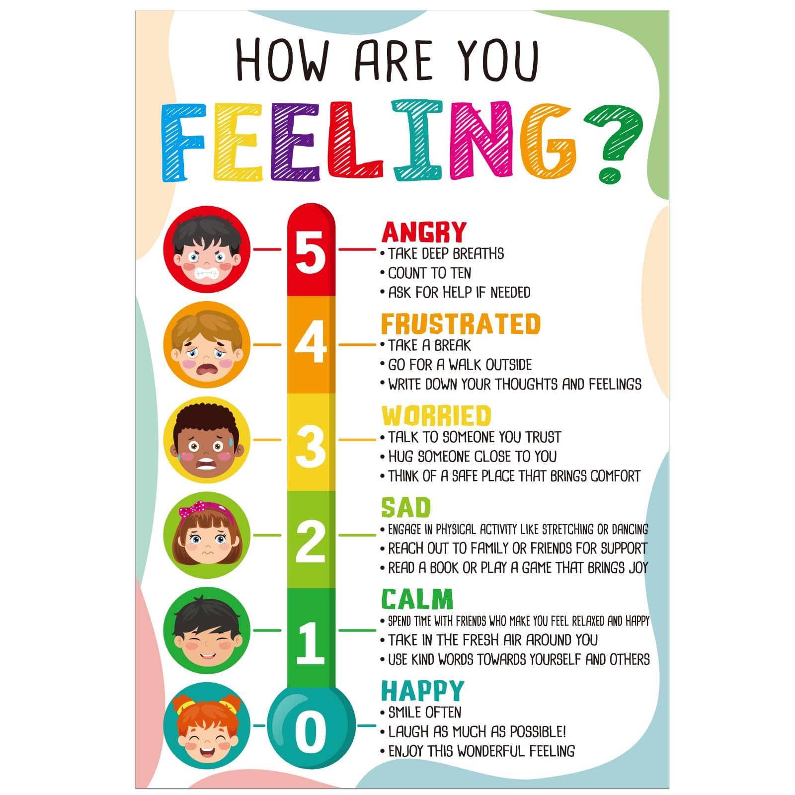 Photo 1 of FaCraft Feelings Chart Poster for Kids Toddlers - Emotions Chart Learning Educational Posters for Preschool Kindergarten Elementary Classroom Bulletin Board Decorations Back to School Teacher Supplies