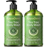 Roycederm Tea Tree Body Wash &amp; Soap, Purifying and Refreshing Body Cleanser with Tea Tree Oil &amp; Wormwood, Moisturizing Body Wash Helps Soothe Skin, Suitable for Men and Women - 2 Pack