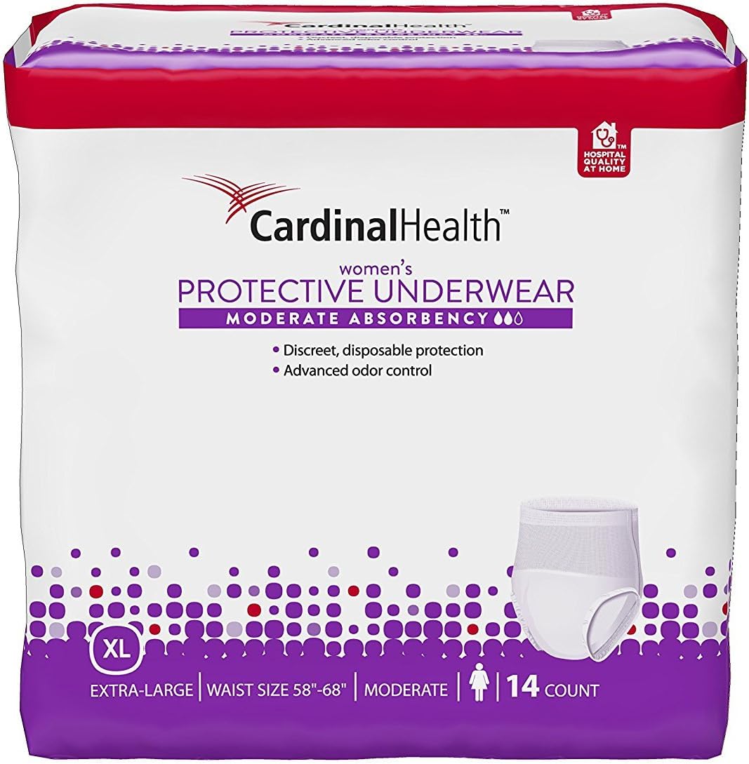 Cardinal Health Women's Moderate Absorbency Protective Underwear, X-Large Fits 58"-68" Waist (56), 56 Count Case Pack: Health & Personal Care