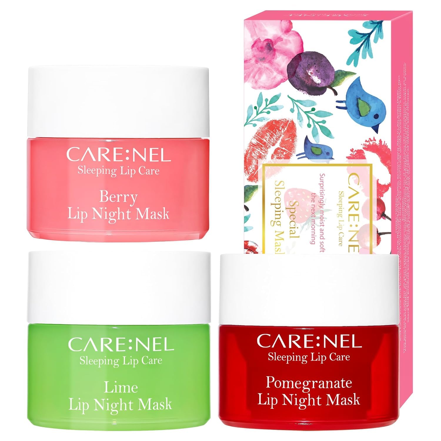 Lip Sleeping Mask 5g 3Set (Berry+Lime+Pomegranate), Korean Beauty, Lip gloss and Moisturizers Cream Long lasting, Night Treatments Lip balm Chapped for Cracked lips Maintaining moist lips (B+L+P)