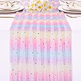 SAJOO 120 Inch Rainbow Unicorn Table Runner 10ft Colorful Sequins Tulle Star Moon Gauze Sheer Table Runners for Easter Holiday Birthday Kid's Party Baby Shower Decoration