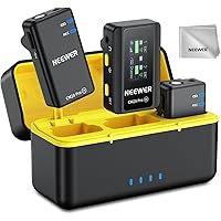 NEEWER CM28 PRO Wireless Lavalier Microphone + Charging Case & Cleaning Cloth, Noise Canceling 9Hrs Recording Mini Lapel Mic 