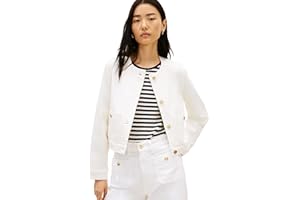 Tommy Hilfiger womens Denim Jacket Lightweight Collarless Button Down Jean JacketJacket
