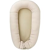 Baby Lounger, Deluxe Infant Lounger, Baby Nest Cover for Baby, Breathable Cotton, Adjustable Baby Floor Seat for Tummy Time, Newborn Essentials for Baby 0-12 Months (Khaki)