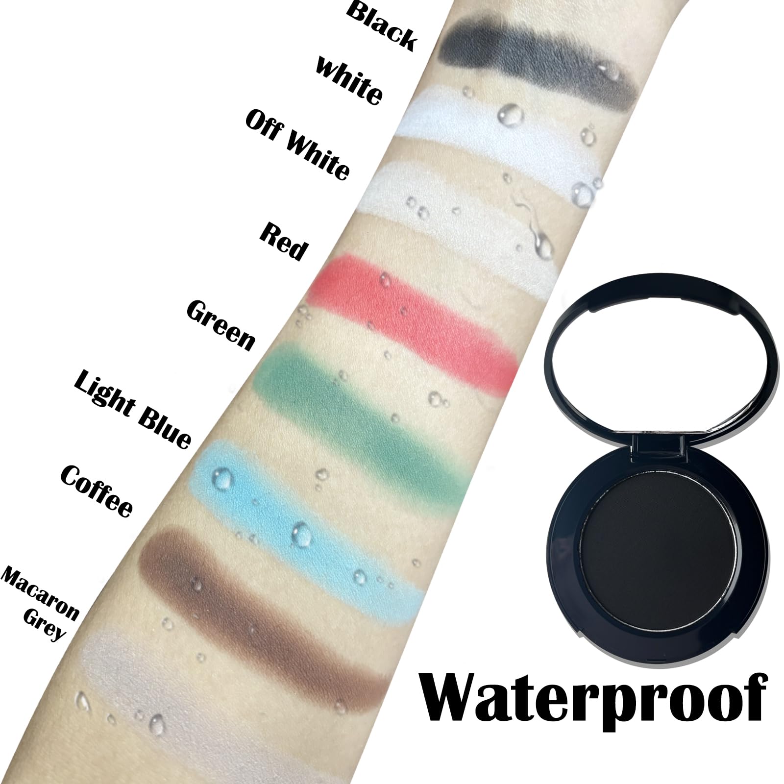 MEICOLY Black Eye Shadow with Mirror,Matte Single Eyeshadow for Halloween Elphaba Makeup,Pressed Powder Eyeshadow Makeup,Matte Shade Eyelid Color Eye Makeup for Women,High Pigment,Long Wear,Waterproof