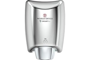 World Dryer K-972 SMARTdri High Efficiency Intelligent Automatic Hand Dryer in Polished Stainless Steel Multi-Port Nozzle, 110-120V