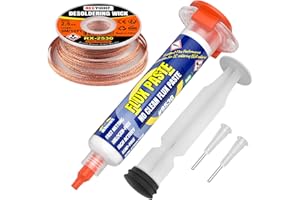 BEEYUIHF Electrical Soldering Flux Paste (10cc Syringe) with Desoldering Wick Braid (3M/10ft 2.5mm) for Electronics Soldering