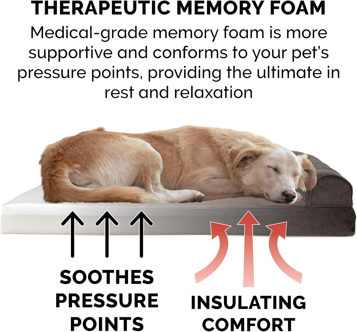 Furhaven Pet Dog Bed - Memory Foam Faux Fleece and Chenille Traditional Sofa-Style Living Room Couch Pet Bed with Removable Cover for Dogs and Cats, Coffee, Jumbo : Pet Supplies