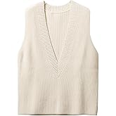 ZUEVI Women's Sweater Vest V Neck Sleeveless Pullover Knitwear Tops Casual Trendy Solid Crop Knitted Sweaters Vests
