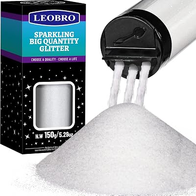 LEOBRO White Ultra Fine Glitter 150G 0.2mm Resin Art Nail Craft Festival