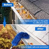 Niukuyu Gutter Cleaning Brush Telescopic Pole 8.2ft Roof Guard Cleaner Tool Blue view 5