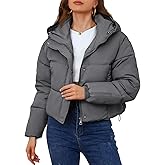 Yimoon Womens Winter Cropped Puffer Jacket Hooded Zip Up Short Warm Quilted Puffer Coat Outerwear