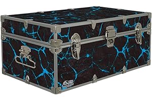 C&N Footlockers Designer Storage Trunks - Hi-Tech Themes - 32 x 18 x 13.5 Inches - Durable and Built to Last - Lockable (Blue Electric Lava)