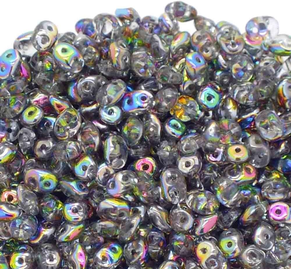 2.5x5mm Czech Glass Super Duo Bead - Vitral Crystal - 10g