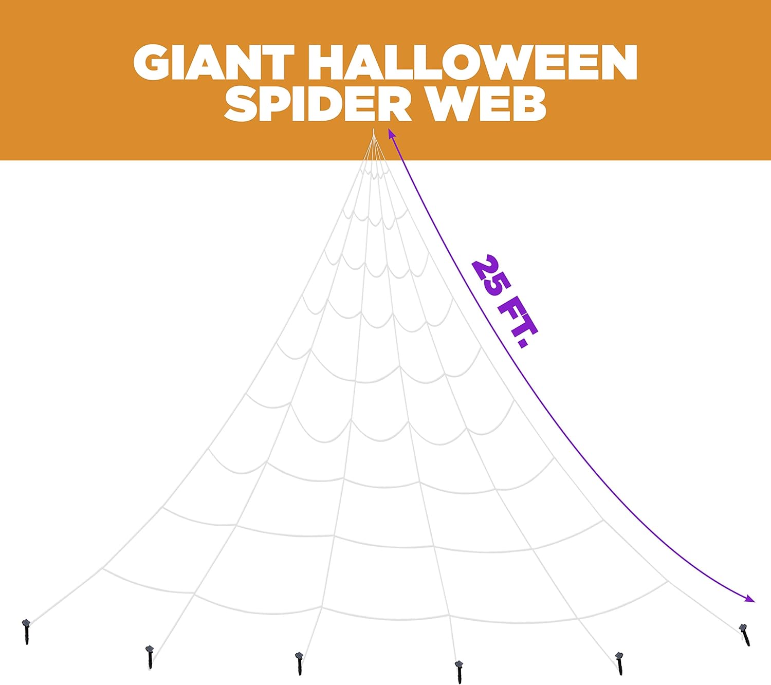 Prextex Halloween Spider Web with 25 Ft. Cobweb Rope for Best Halloween Outdoor Yard Décor: Toys & Games