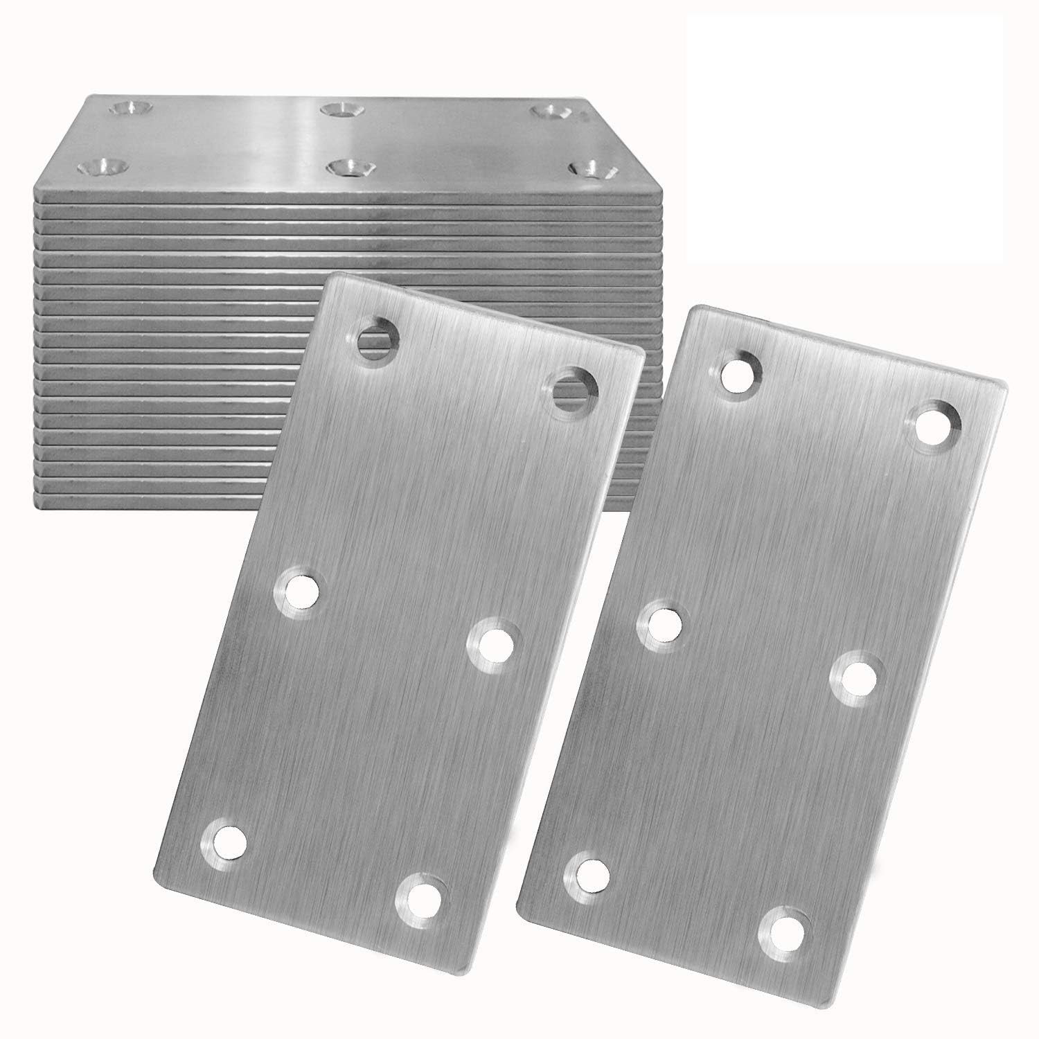 Photo 1 of 20Pcs Stainless Steel Flat Bracket Mending Plate, 4"x2" Bracket Joining Plate, Heavy Duty Metal Repair Fixing Joining, Flat Brace Right Angle for Wood Furniture Cabinet Shelves