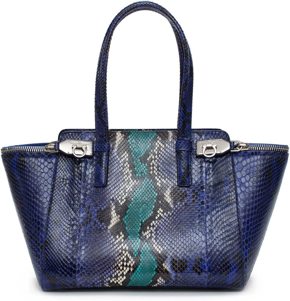 Amazon Com Salvatore Ferragamo Python Verve Tote Purple Silver Bag New Shoes