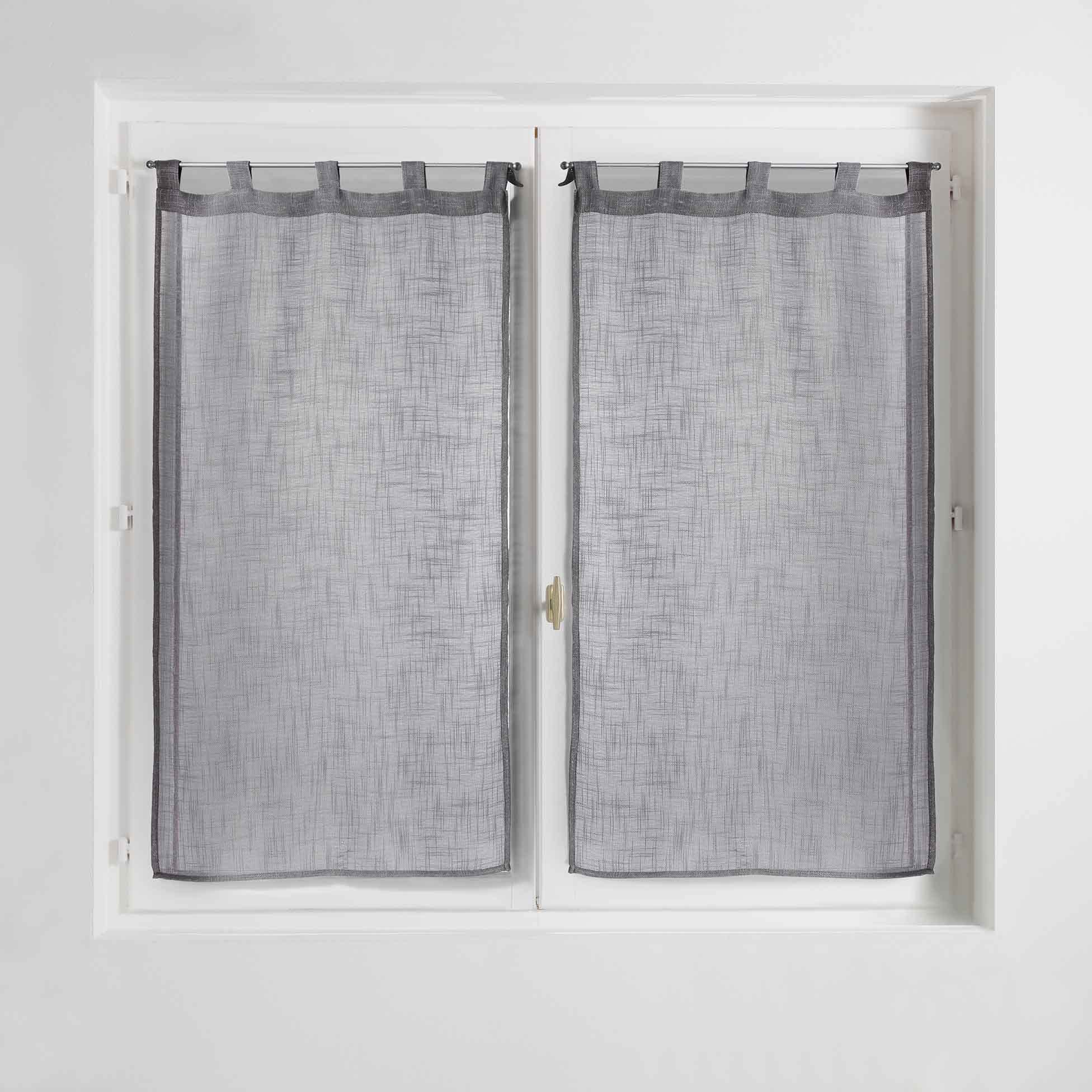 Douceur d'Intérieur Haltona Pair of Straight Loops Linen Effect Haltona Weave Polyester, Grey, 120 x 60 cm