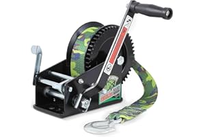 Linkloos 3500LBs Boat Towing Winches, Heavy Duty Hand Winch with 33FT Strap, Steel Ratio 4:1/8:1 Gear, 2-Way Ratchet Portable Hand Crank Boat Trailer Towing Winch for Truck, Jet Ski, RV ATV