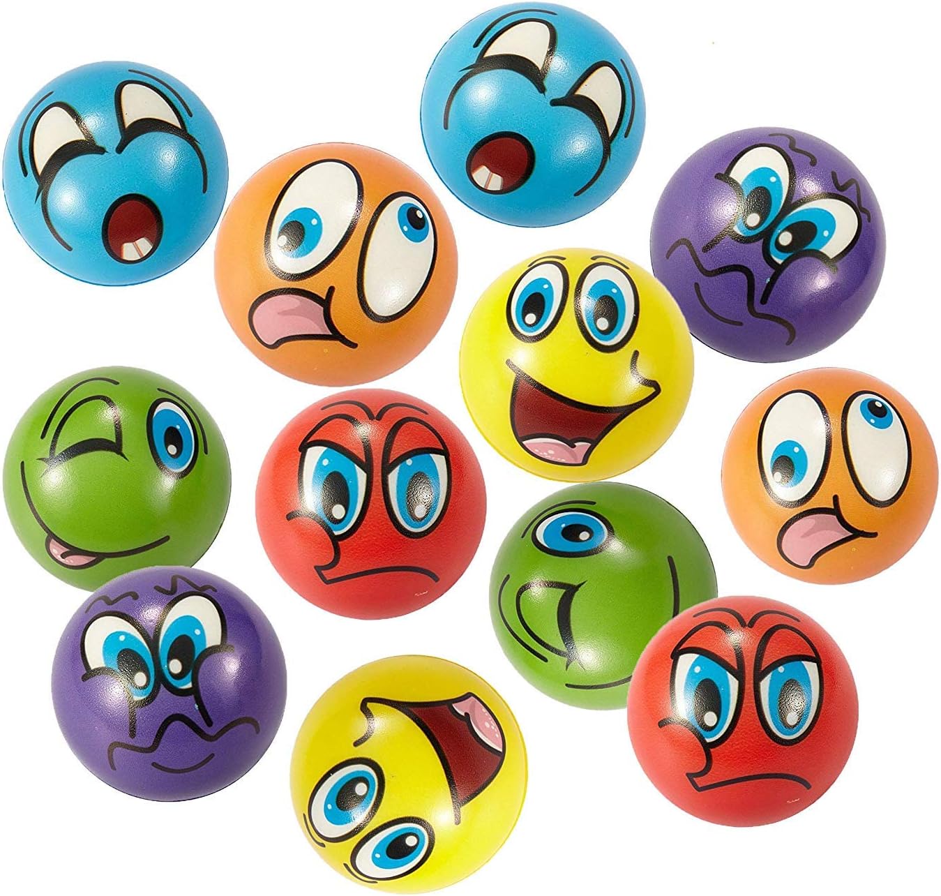 deloono Anti-Stressball Emoji mit lustigen Gesichtern 6 STK Stressbälle ...