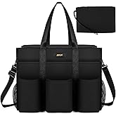 IBFUN Utility Tote Bag with 14/24 Pockets Zip Top Teacher Tote Bag for Teacher/Work Women