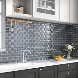 Yoillione Thicker Peel and Stick 12x12 Grey Metro Tile 4-10 Sheets
