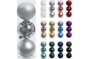 SY Super Bang 120MM/4.72" Large Christmas Ornaments, Christmas Ball Ornament Set for Xmas Tree, Shatterproof Decorations for Holiday, Party Decor - 3PCS, Silver.