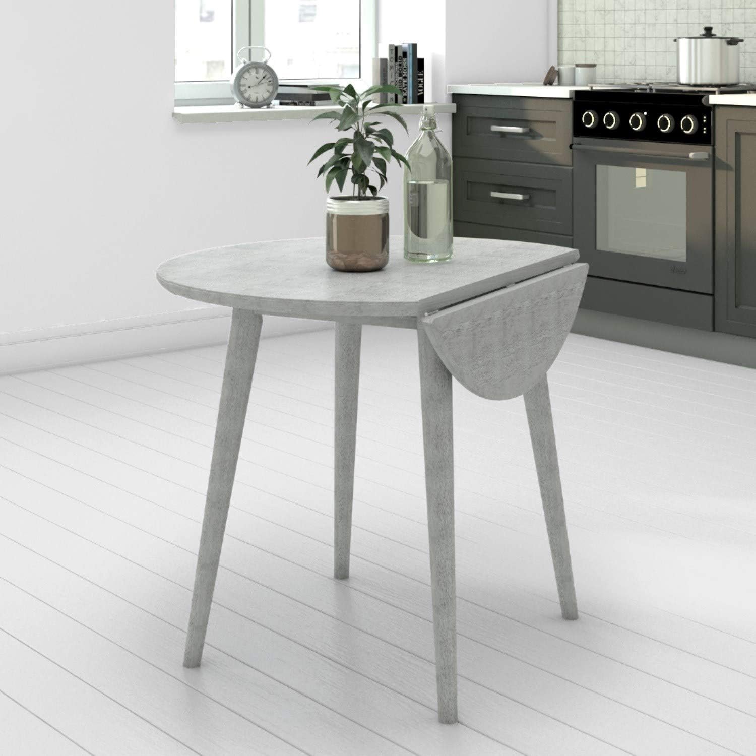 Cami Round Drop Leaf Dining Table In Grey Seats 4 Amazon Co Uk Kitchen Home