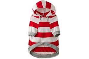 Pet Passion Rocky – The Orginal Lightweight Hooded TEE 100% Organic Cotton Dog Hoodie Pet Coat Sweater for Small, Medium, Large Dogs, Red Bold Stripe, Medium (20-45 lbs)