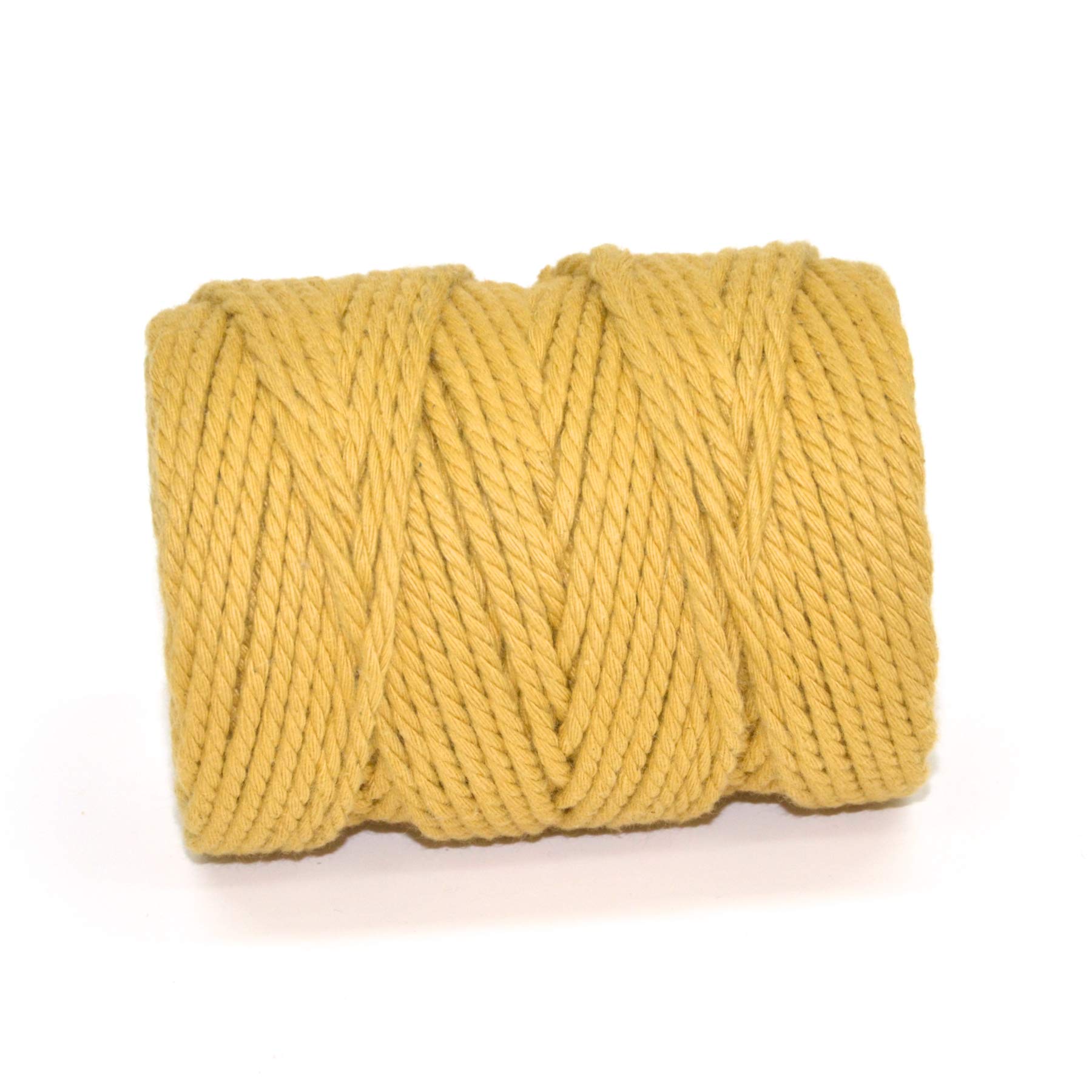 50M Spools - Everlasto 3 Strand Soft Cotton Coloured Macrame Craft Cord (3.5mm approx) (YORK GOLD)