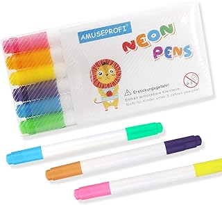 AMUSEPROFI Neon Pens, Neonmarkerzum Ersatz, 2 Spitzen, Anwendbar Für Schreibtafel, Drawing Board, Lerntablett, 6er-Pack