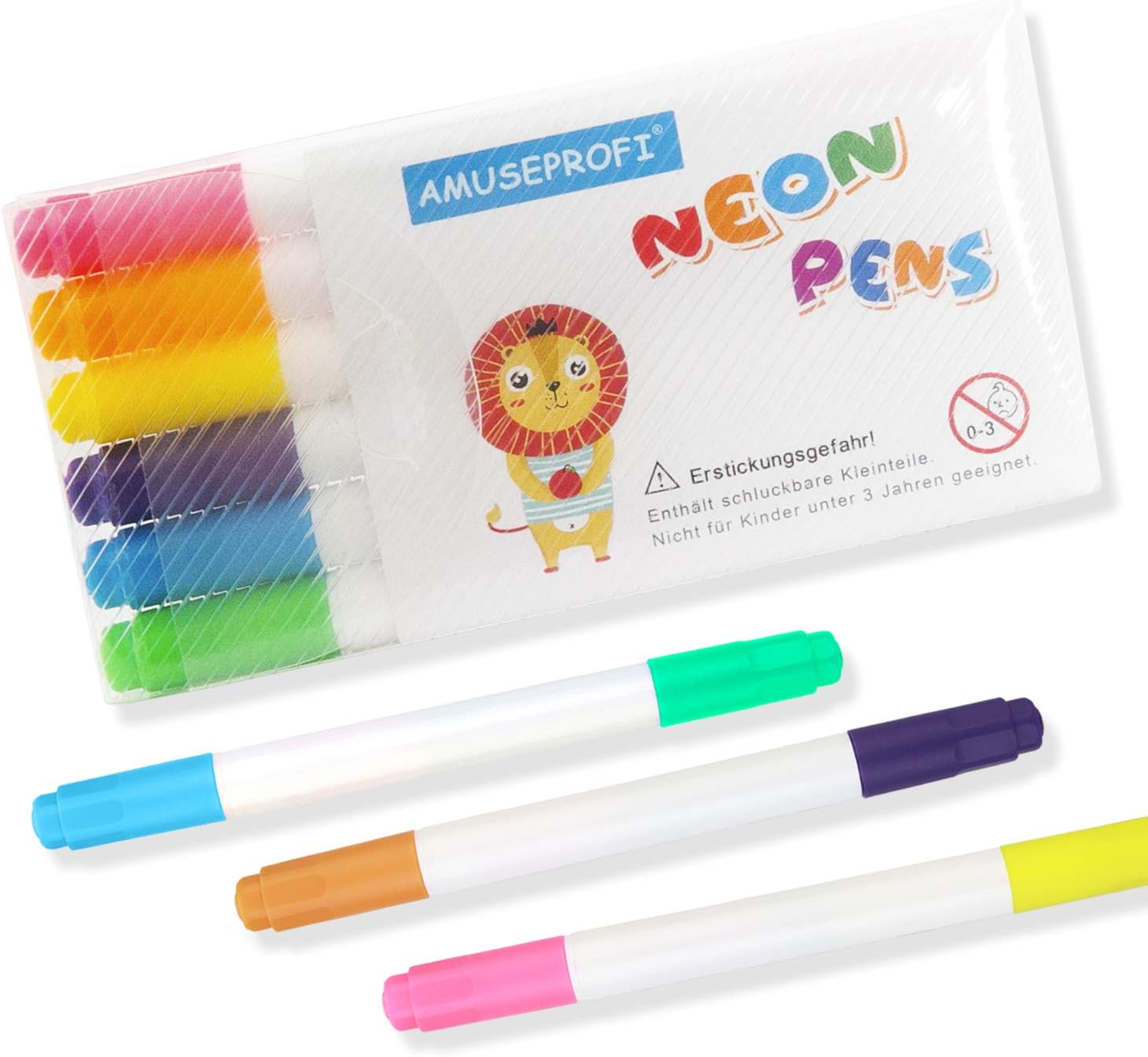 AMUSEPROFI Neon Pens, Neonmarkerzum Ersatz, 2 Spitzen, Anwendbar Für Schreibtafel, Drawing Board, Lerntablett, 6er-Pack