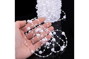 Bingcute 100 Feet Fishing Line Artificial Pearls String Beads Chain Garland Flowers Wedding Party Decoration,Party Supplies