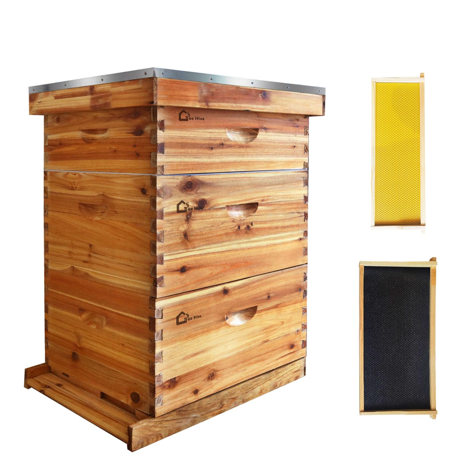 Photo 1 of 10-Frame Langstroth Beehive Starter Kit, Wax-Coated Complete Beehive Kit Includes 2 Deep Hive Bee Box and 1 Bee Hive Super with Beehive Frames and Foundation for Beekeeping Supplement