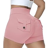 COFCAT Booty Shorts for Women Scrunch Butt Shorts with Pocket Cargo Workout Biker Gym Bottoms