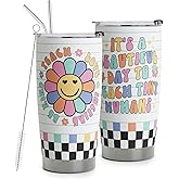 HOMISBES Teacher Appreciation Gifts - Stainless Steel Tumbler with Lid And Straws - Coffee Mug - 20oz Gift For Women Back To School, Christmas Teacher Occasions