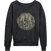 Instant Message - Watercolor Pine Trees - Women's French Terry Long Sleeve Shirt