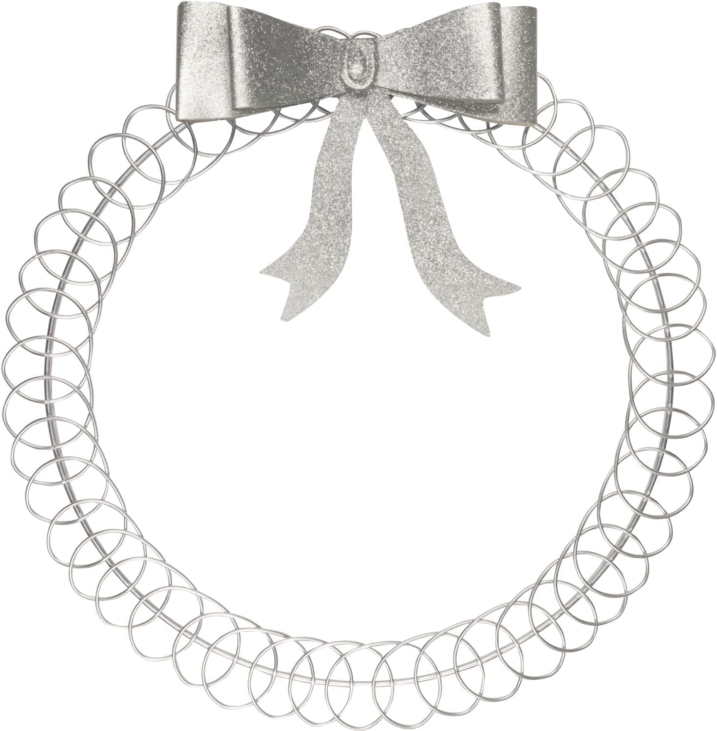 Wreath Hangers - One Holiday Way 19-Inch Large Silver Metal Wire Wreath Christmas Card Holder w/Bow - Elegant Hanging Wall Mount Xmas Photo Display Decorative Birthday Greeting Card Hanger Door Decoration Home Decor