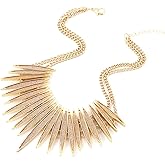 MOLOCH Sparkling Druzy Leaf Choker Necklace Fashion Gold-Tone Collar Necklace Bib Statement Chunky Tribal Necklace Woman Jewelry